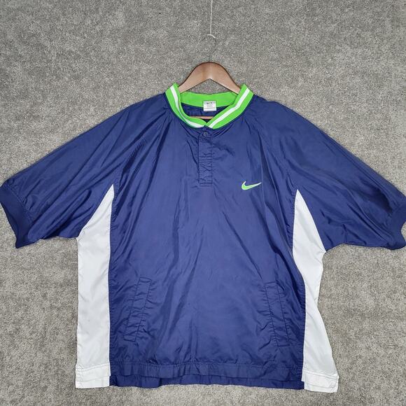 Nike Blue Green White Color block Pullover Windbreaker Jacket Mens Size XXL - Picture 1 of 7